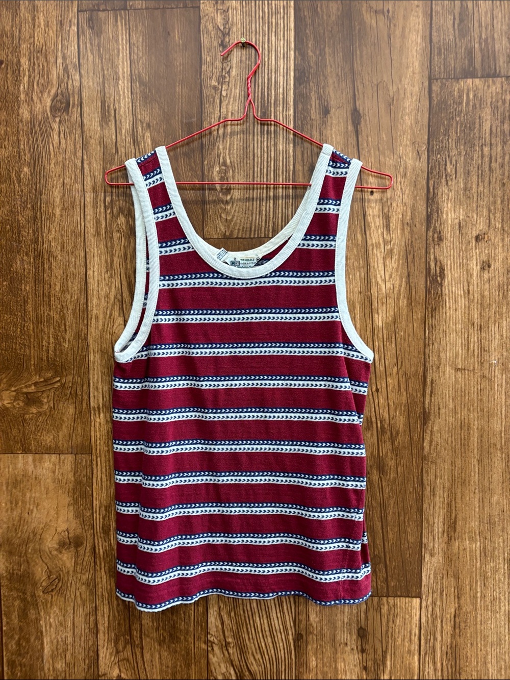 Vintage K Mart Tank Top with Red White and Blur Stripes